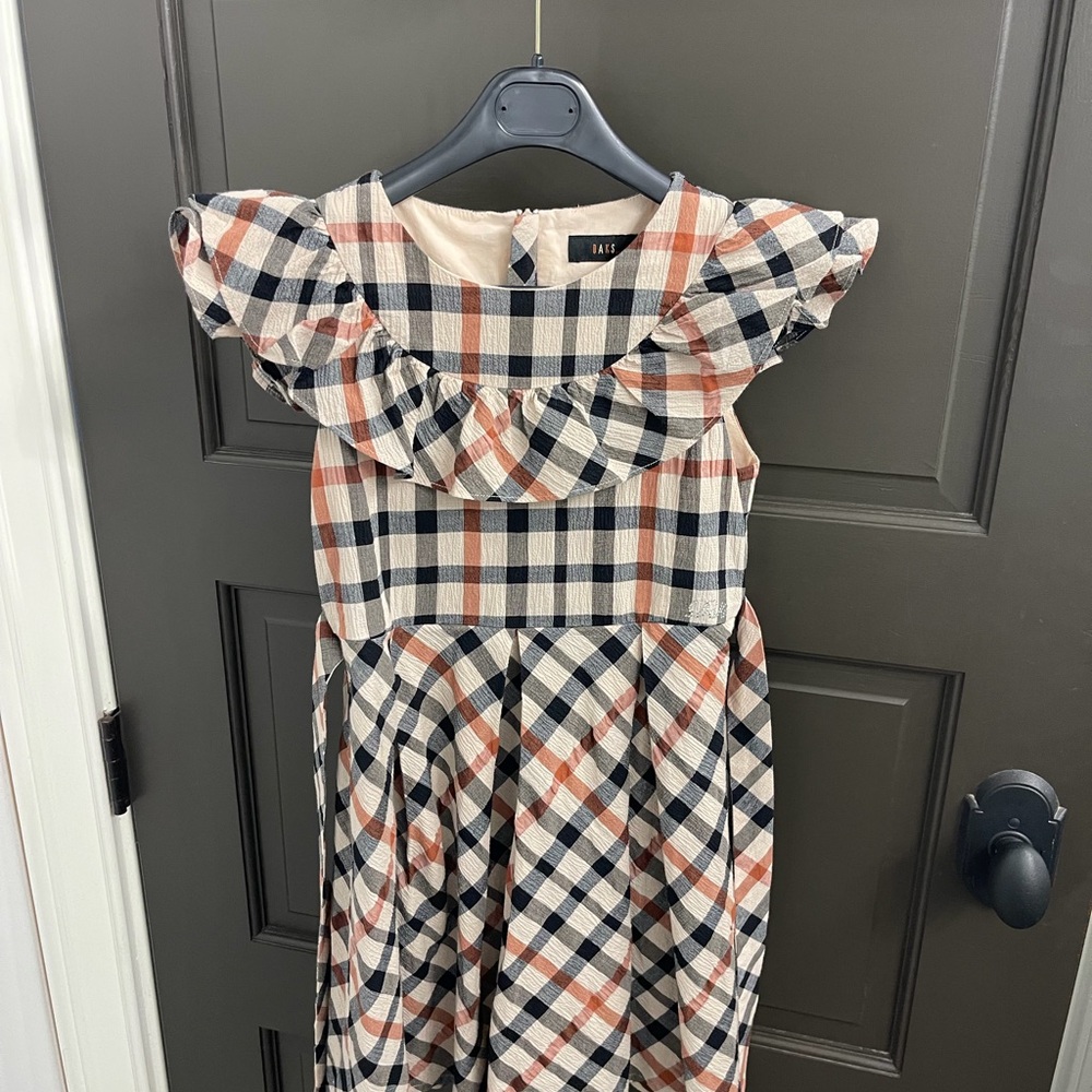Daks British luxury brand Elegant Checkered Ruffle Sleeve Kids Dress